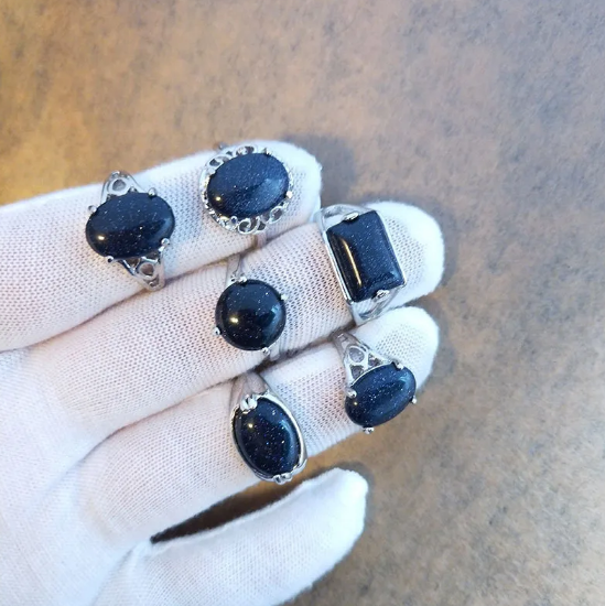 Conjunto de anillos de piedra natural
