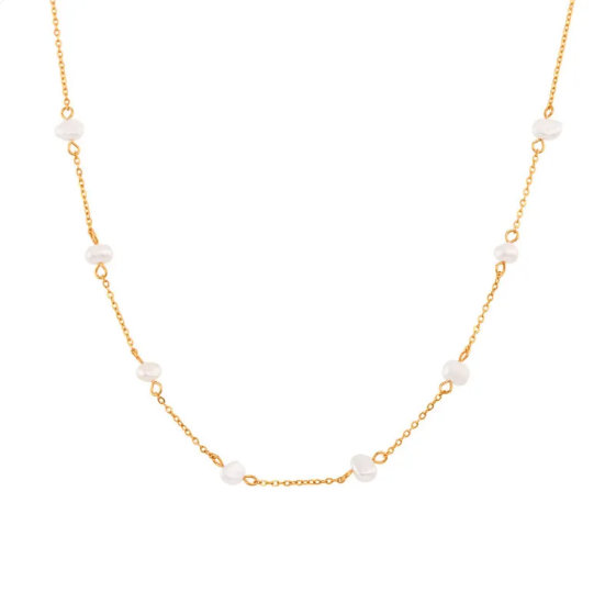 Elegante juego de collar y pulsera de perlas de acero inoxidable