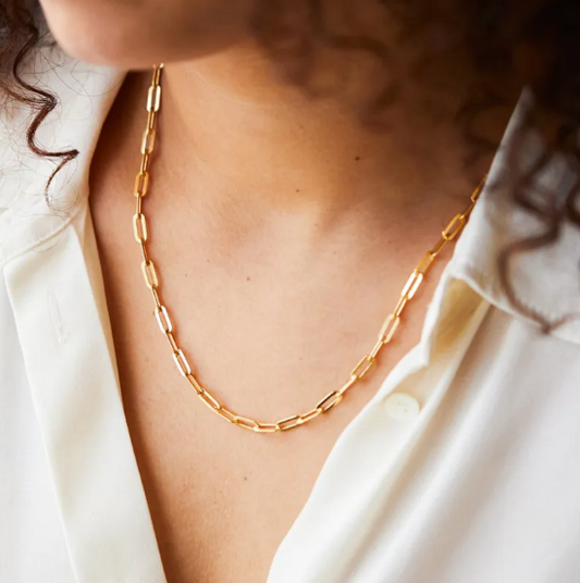 Cadena fina de eslabones de clip de acero inoxidable para mujer