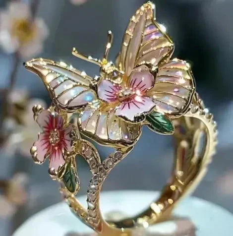 Anillo mariposa con circonitas
