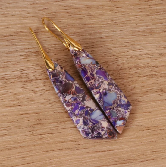 Pendientes de Jaspe Imperial con diseño de lágrima de piedra natural