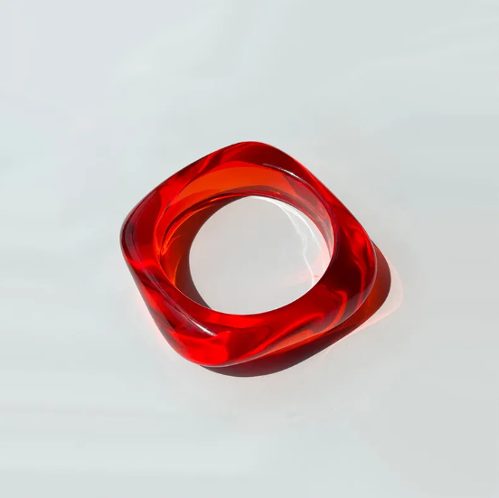 Pulsera cuadrada acrílica de resina de moda colores brillantes para mujer