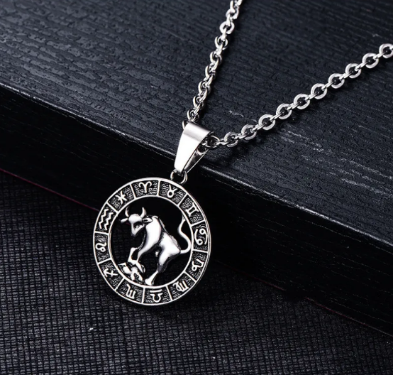Collar de acero inoxidable con los signos del zodíaco y colgantes individuales de los signos del zodíaco
