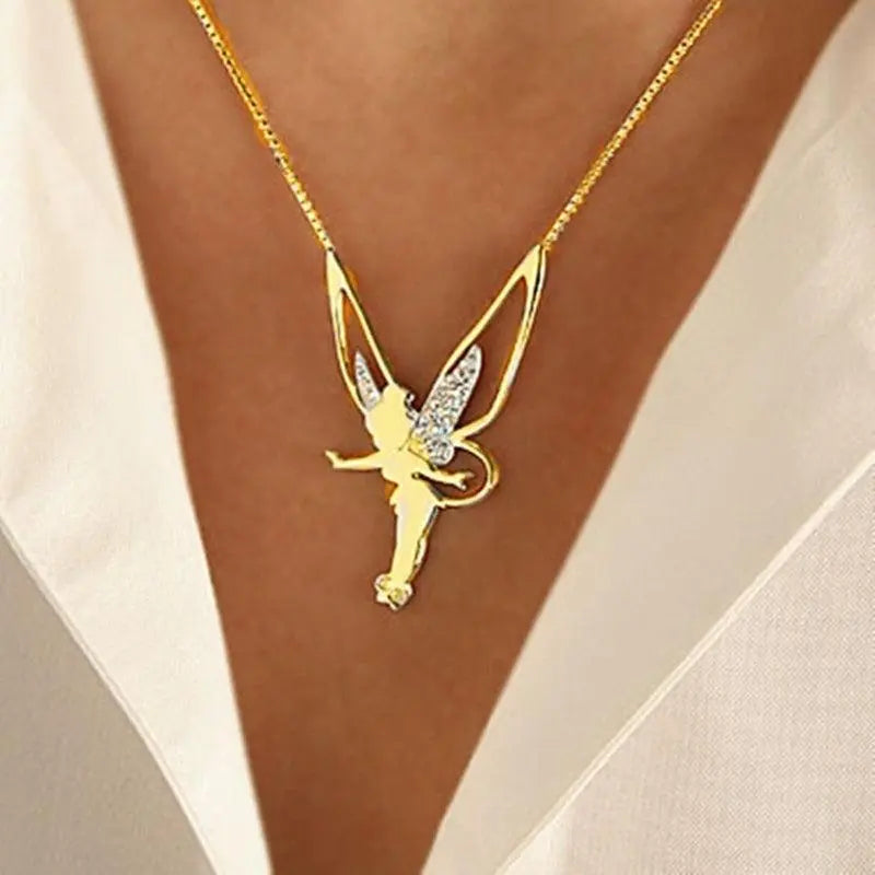 Collar de hadas con purpurina bañado en oro para un look mágico