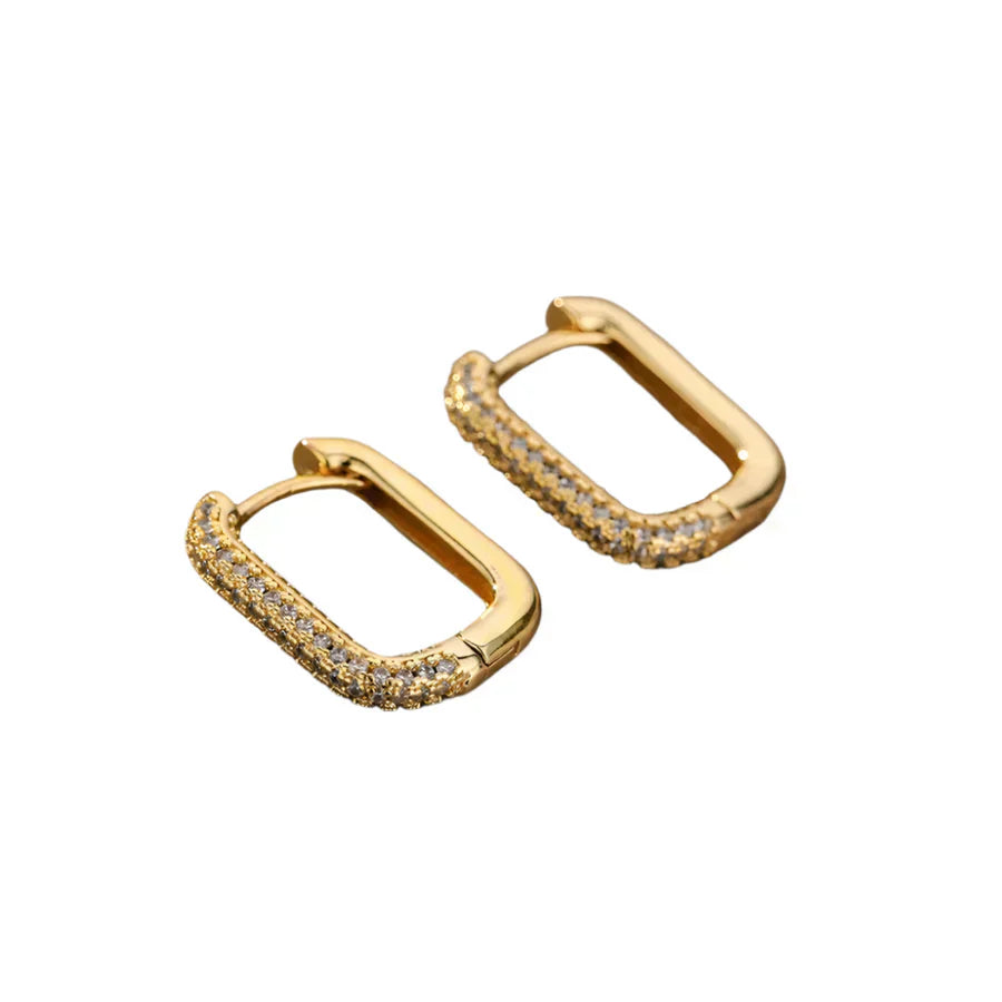 Pendientes de aro rectangulares elegantes con circonitas brillantes para una apariencia elegante