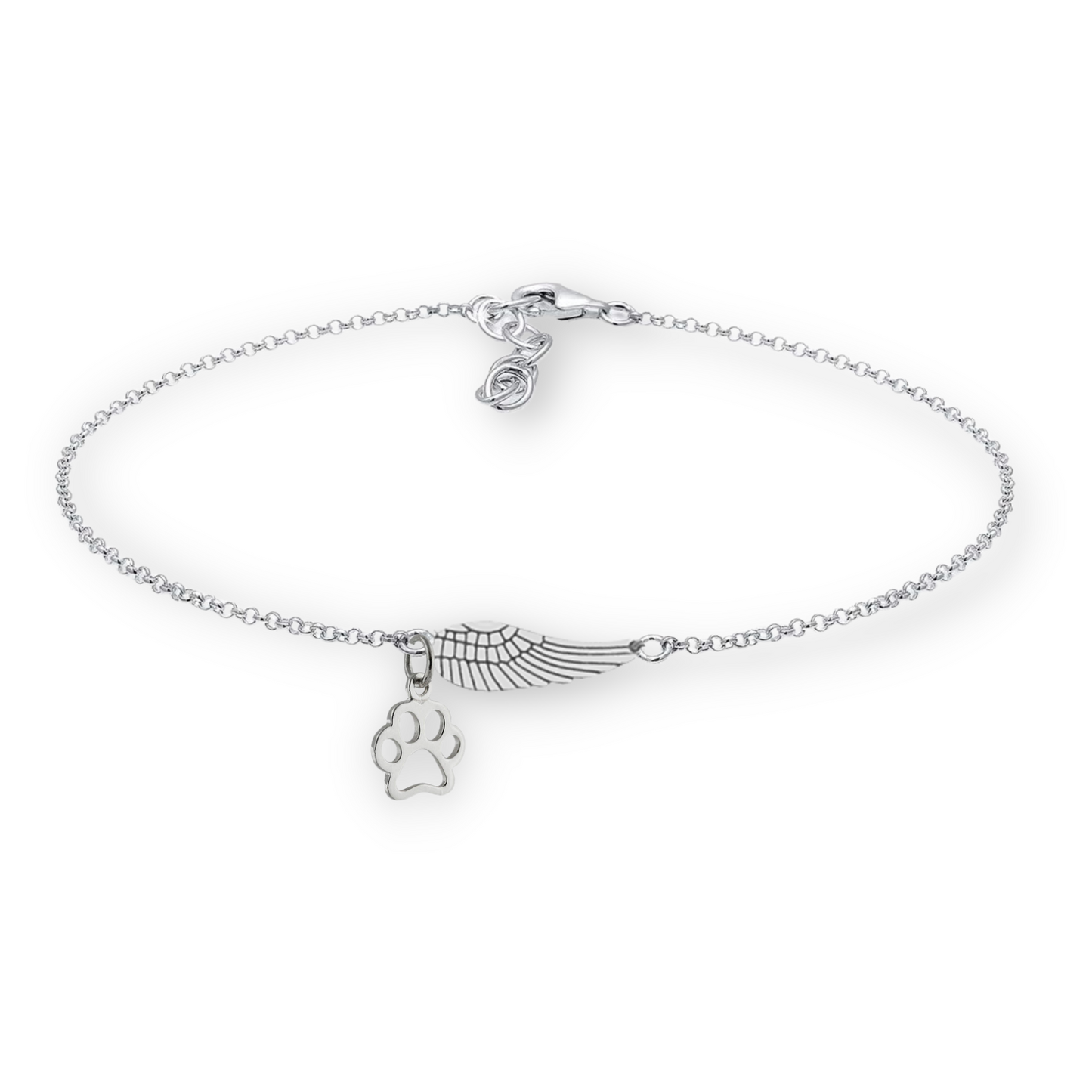 Pulsera con estampado de pata de ala de ángel para conmemorar a las mascotas