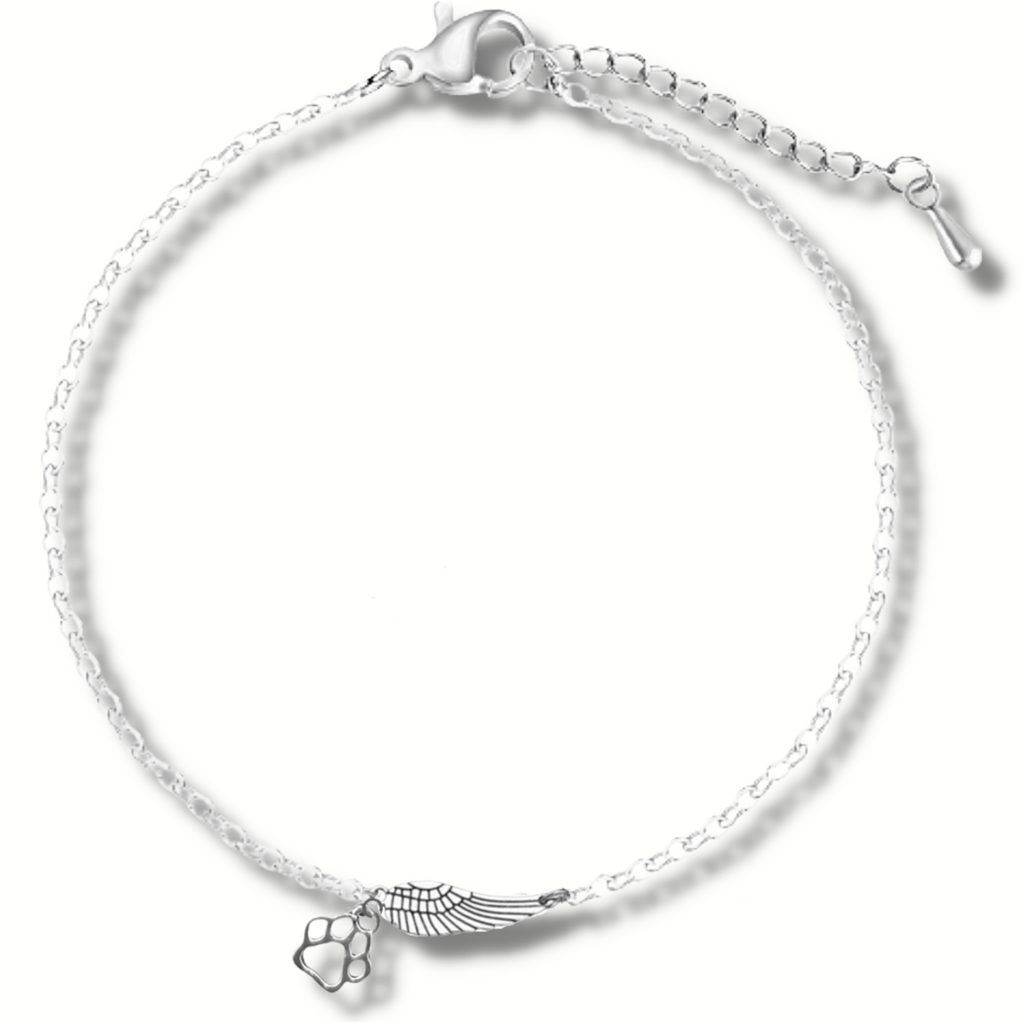 Pulsera con estampado de pata de ala de ángel para conmemorar a las mascotas