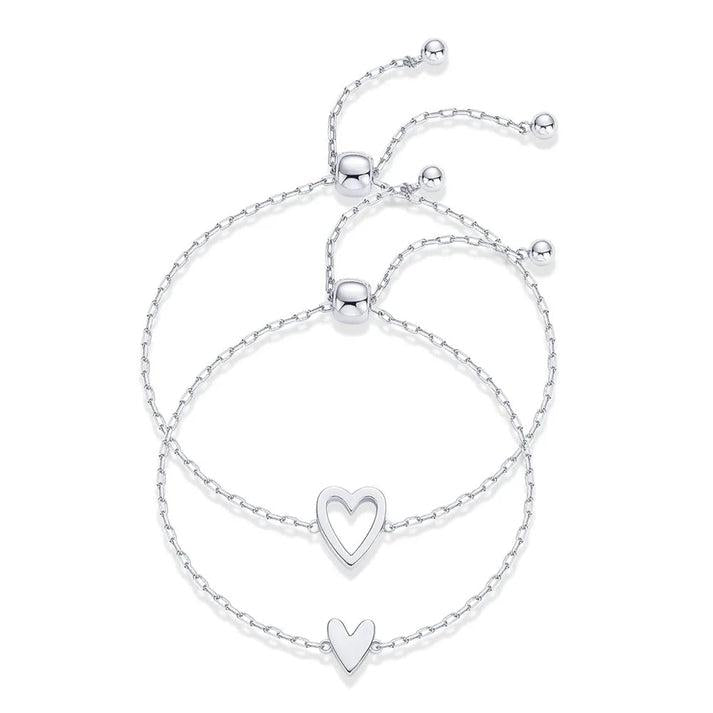 Valentina pulseras corazones unidos — pulsera corazón sólido y corazón abierto