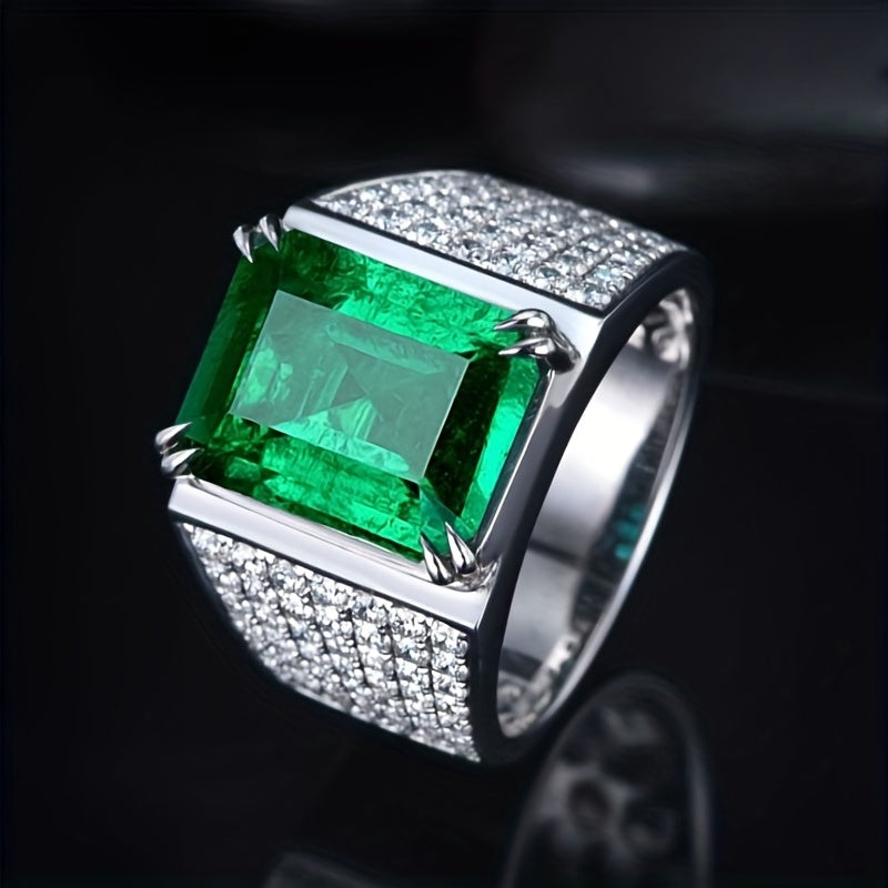 Anillo Elza con piedra esmeralda y circonitas