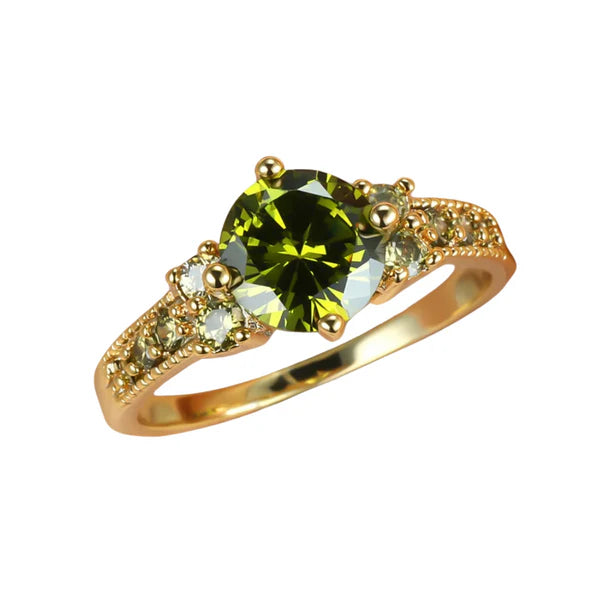Anillo elegante con cristal verde oliva