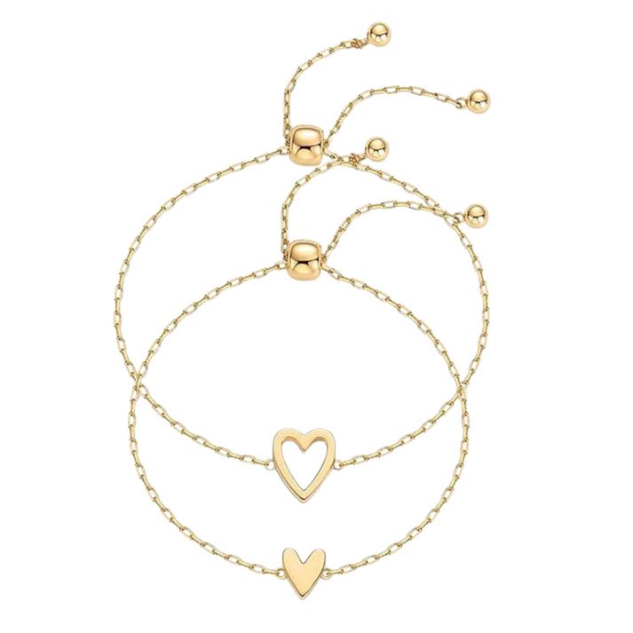 Valentina set de pulseras mamá e hija en color plata — detalle del corazón