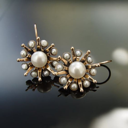 Pendientes de Perlas Vintage con Delicadas Perlas de Agua Dulce