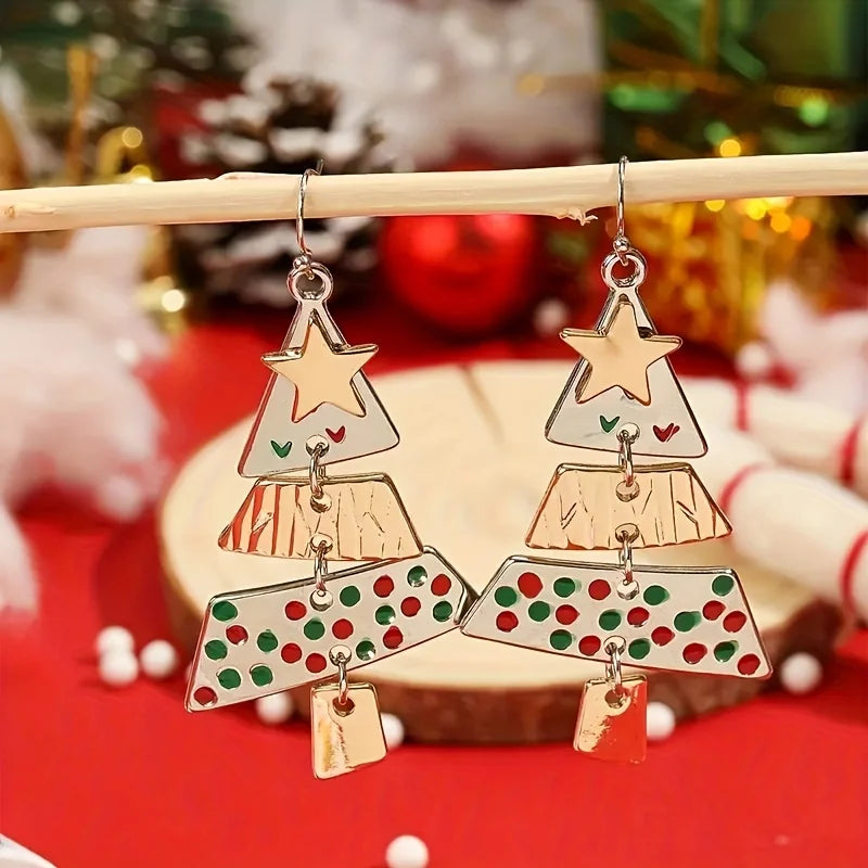 Pendientes festivos para árbol de Navidad de metales no ferrosos con estrellas