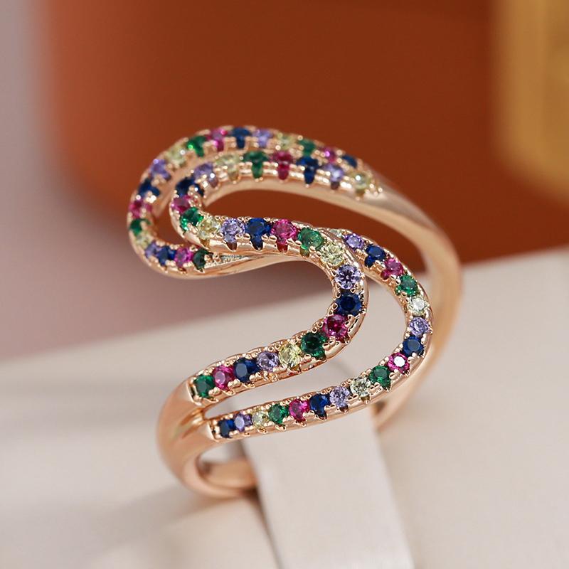 Anillo Elegante con Circonio Cúbico Multicolor