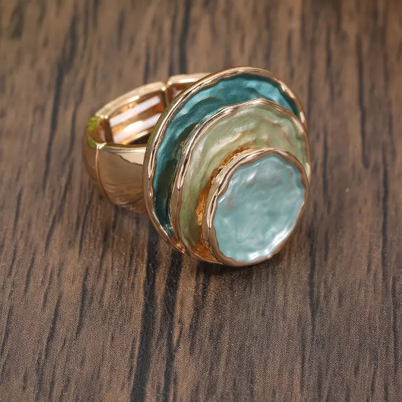 Anillo Vintage de 3 Capas con Esmalte