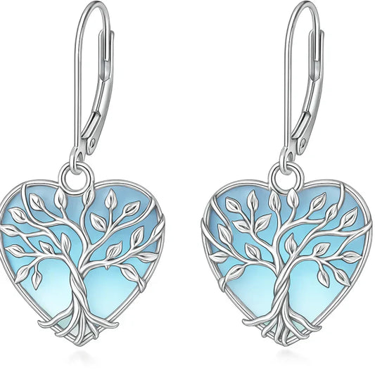 Pendientes de Turquesa con Diseño Árbol de la Vida