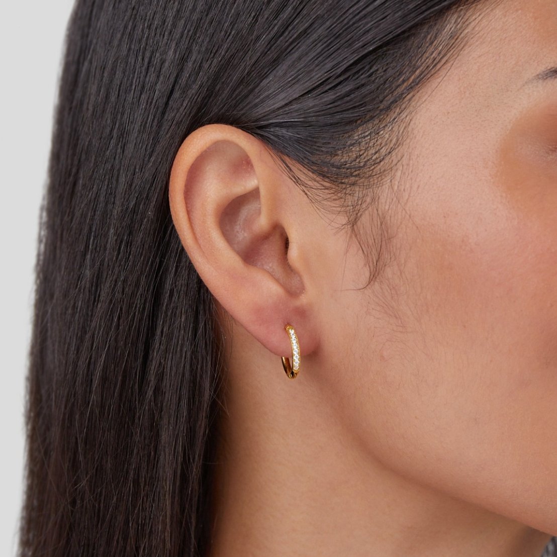 Pendientes de Aro Brillantes con Circonitas