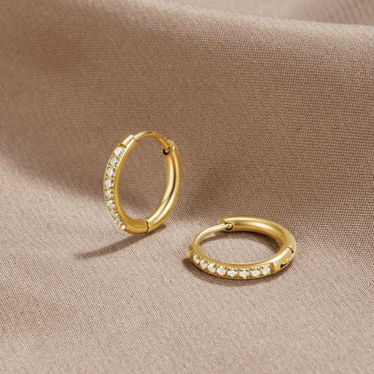 Pendientes de Aro Brillantes con Circonitas