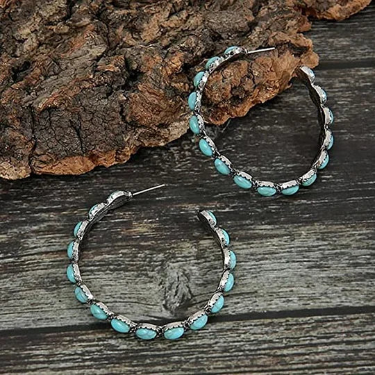 Pendientes boho con piedras ovaladas de estilo vintage