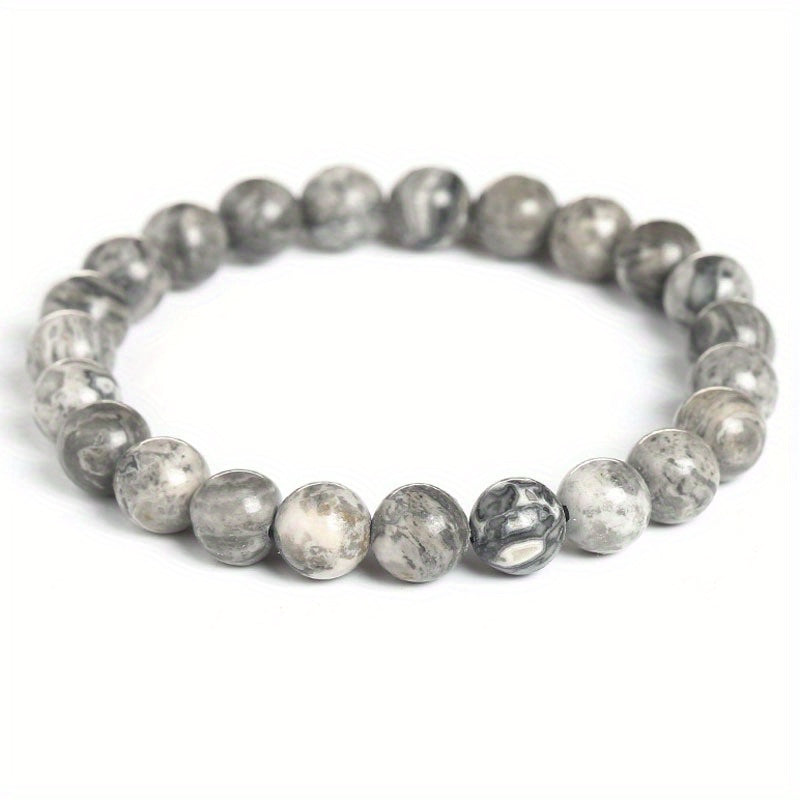 Pulsera de cuentas de opalita brillante y piedras preciosas elásticas unisex