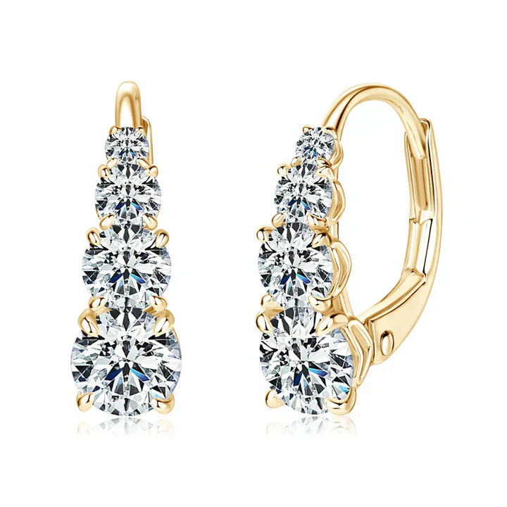 Pendientes colgantes brillantes con diamantes redondos de talla brillante en diseño degradado