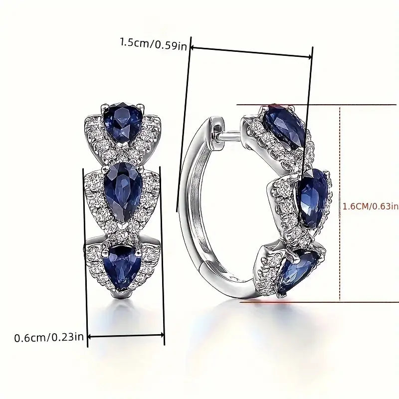 Pendientes elegantes en forma de lágrima con circonitas brillantes y cristales de colores