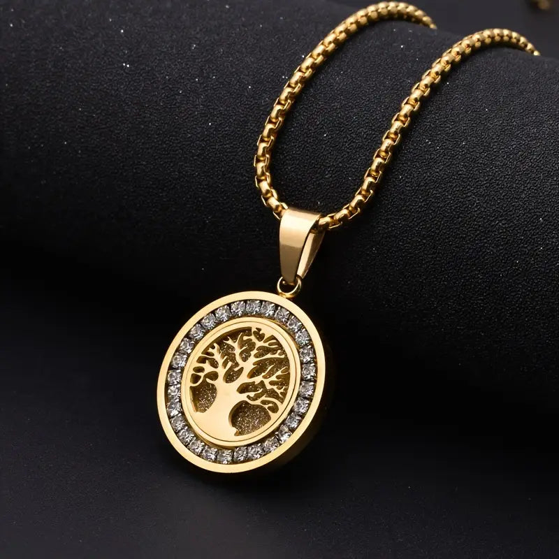 Collar del árbol de la vida con circonitas brillantes para hombre y mujer