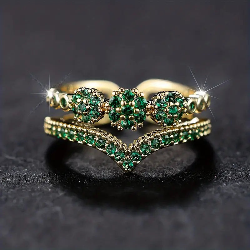 Anillo corona esmeralda