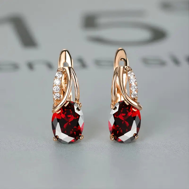 Pendientes de circonitas de color rojo rubí brillante para ocasiones elegantes