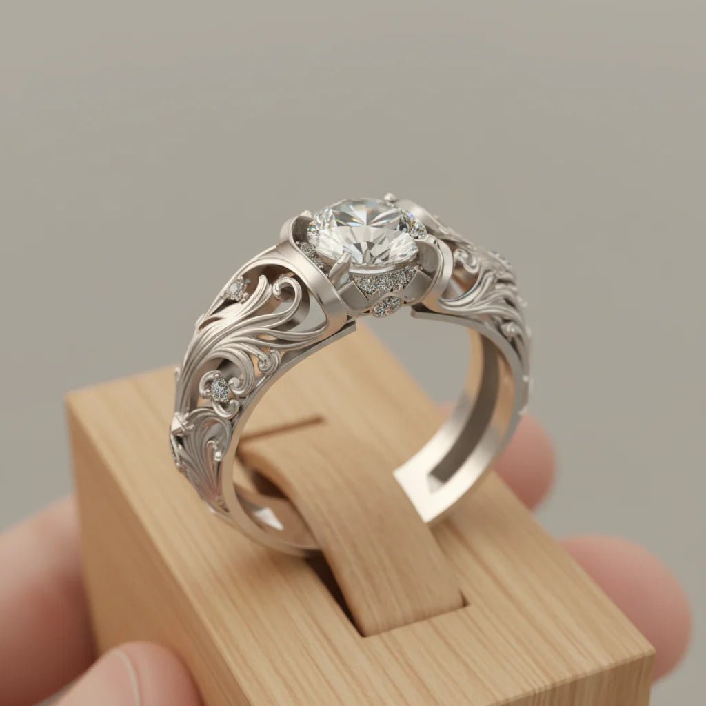 Anillo Exótico de Plata con Cristal