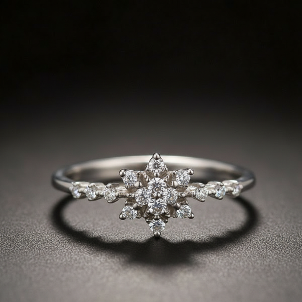 Anillo brillante con piedra central