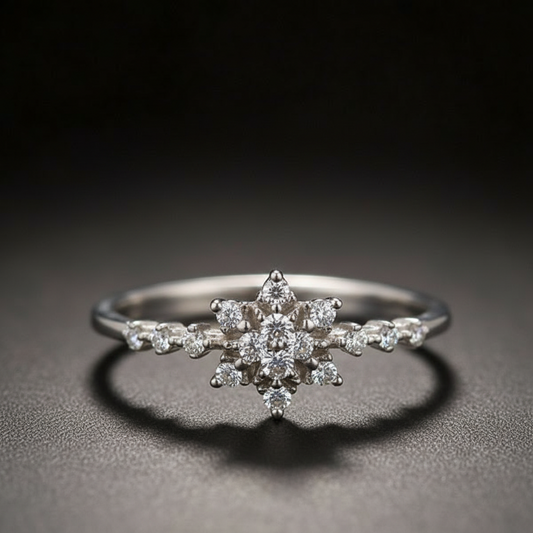 Anillo brillante con piedra central