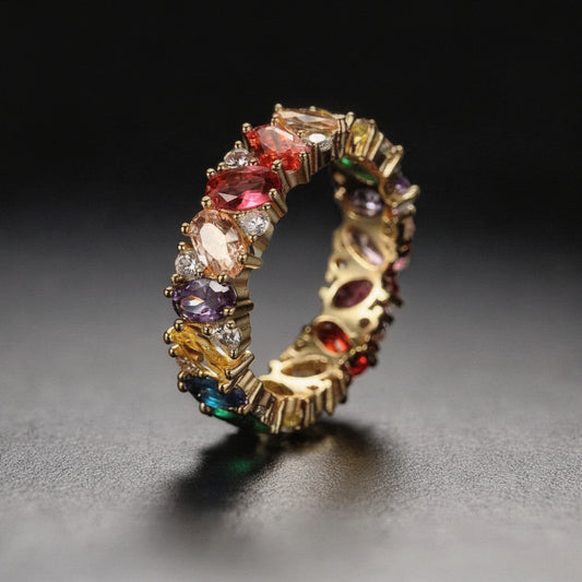 Anillo Eternidad Multicolor con Circonitas Cúbicas