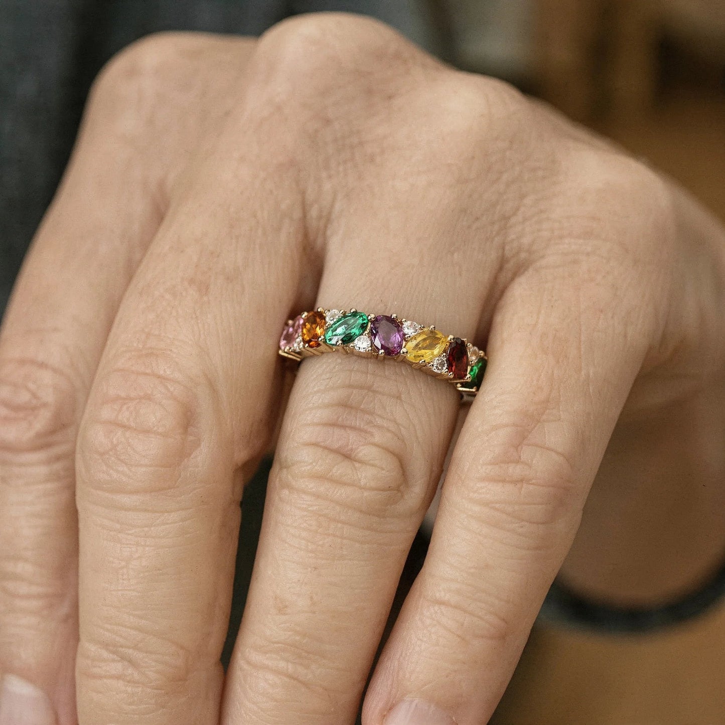 Anillo Eternidad Multicolor con Circonitas Cúbicas