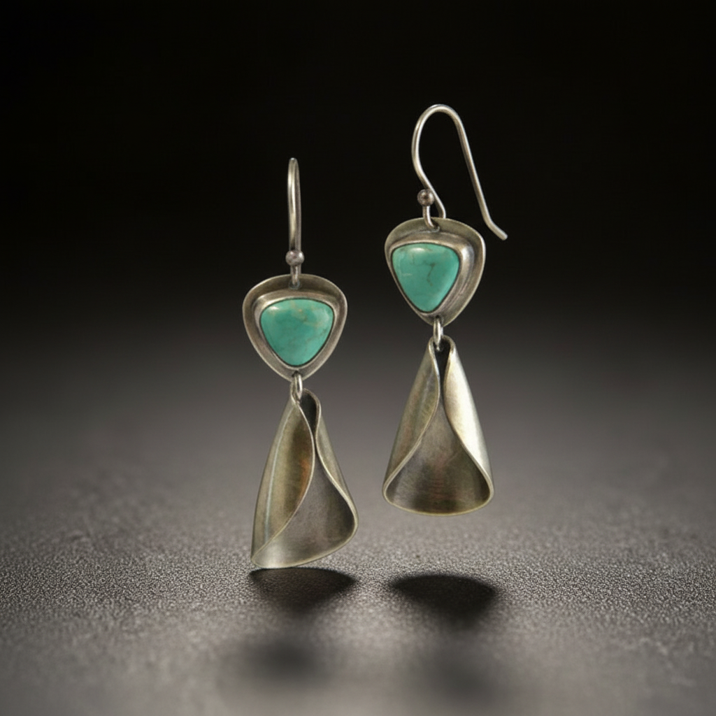 Pendientes bohemios de color turquesa con un elegante diseño de lágrima