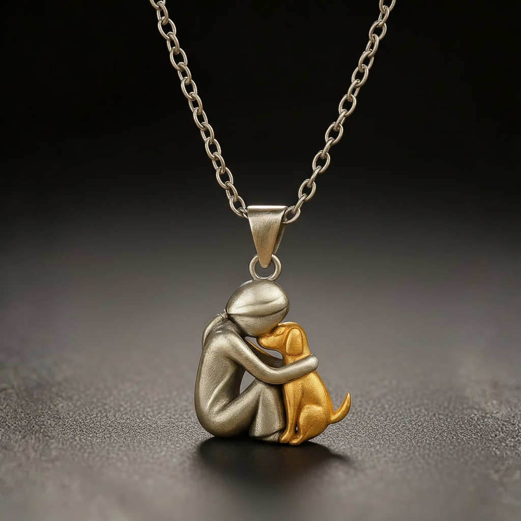 Collar colgante abrazo amistad entre humanos y perros