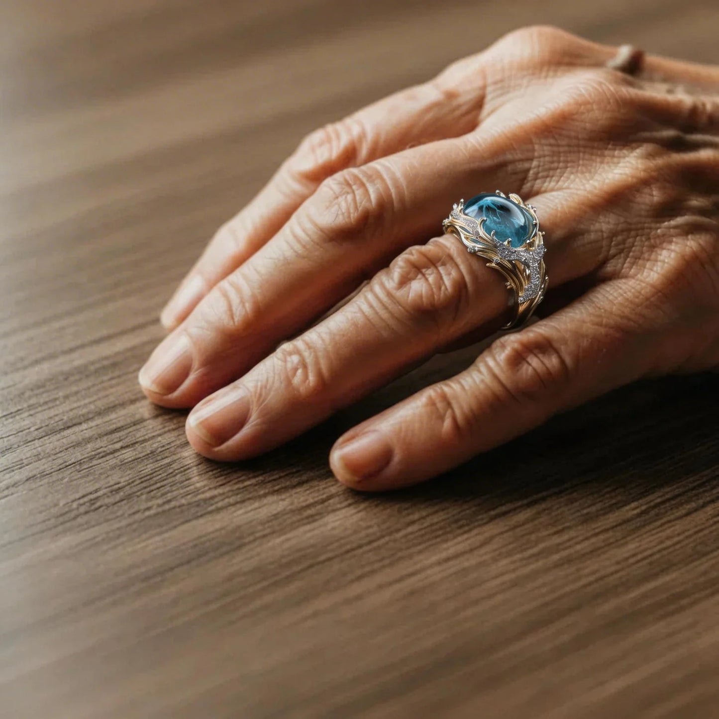 Anillo Vintage Dorado con Piedra de Luna – Elegancia Atemporal