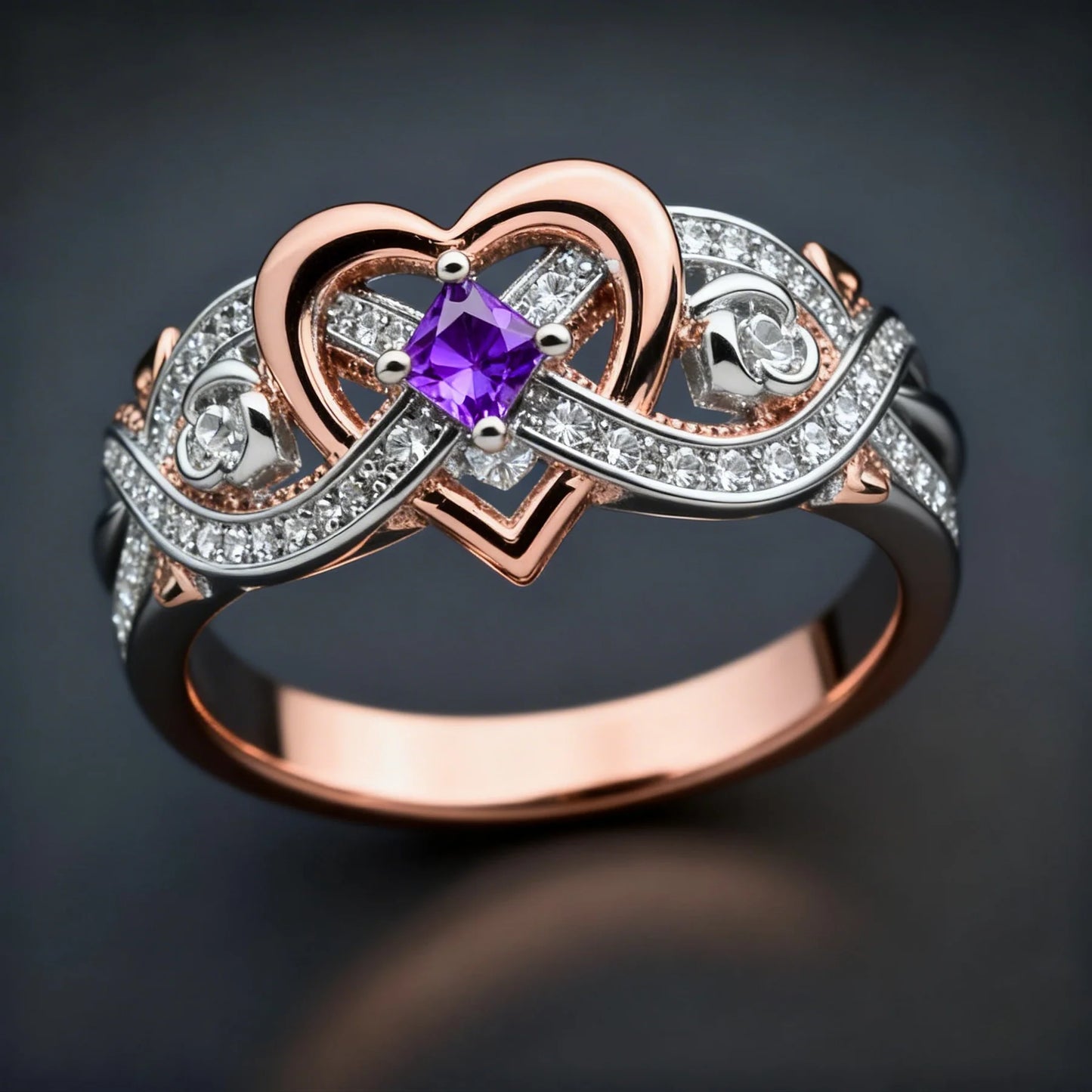 Anillo de Acero Inoxidable con Diseño de Corazón e Infinito