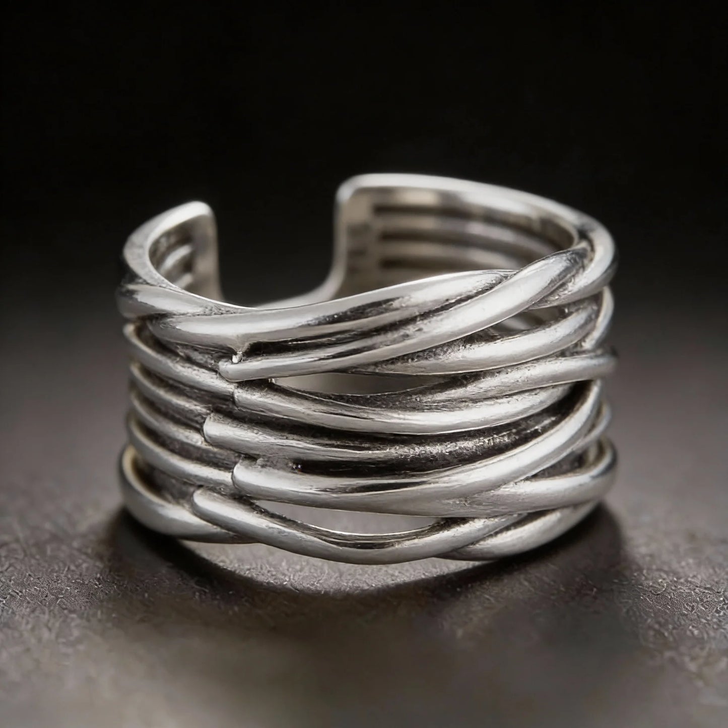 Anillo ajustable de Varias Capas - Plata Esterlina