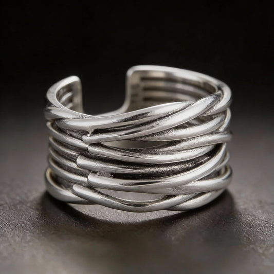 Anillo ajustable de Varias Capas - Plata Esterlina