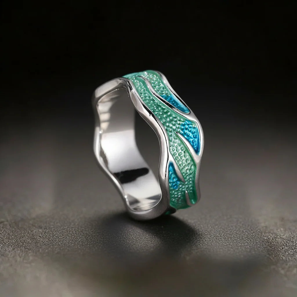 Anillo Esmaltado Ola del Océano
