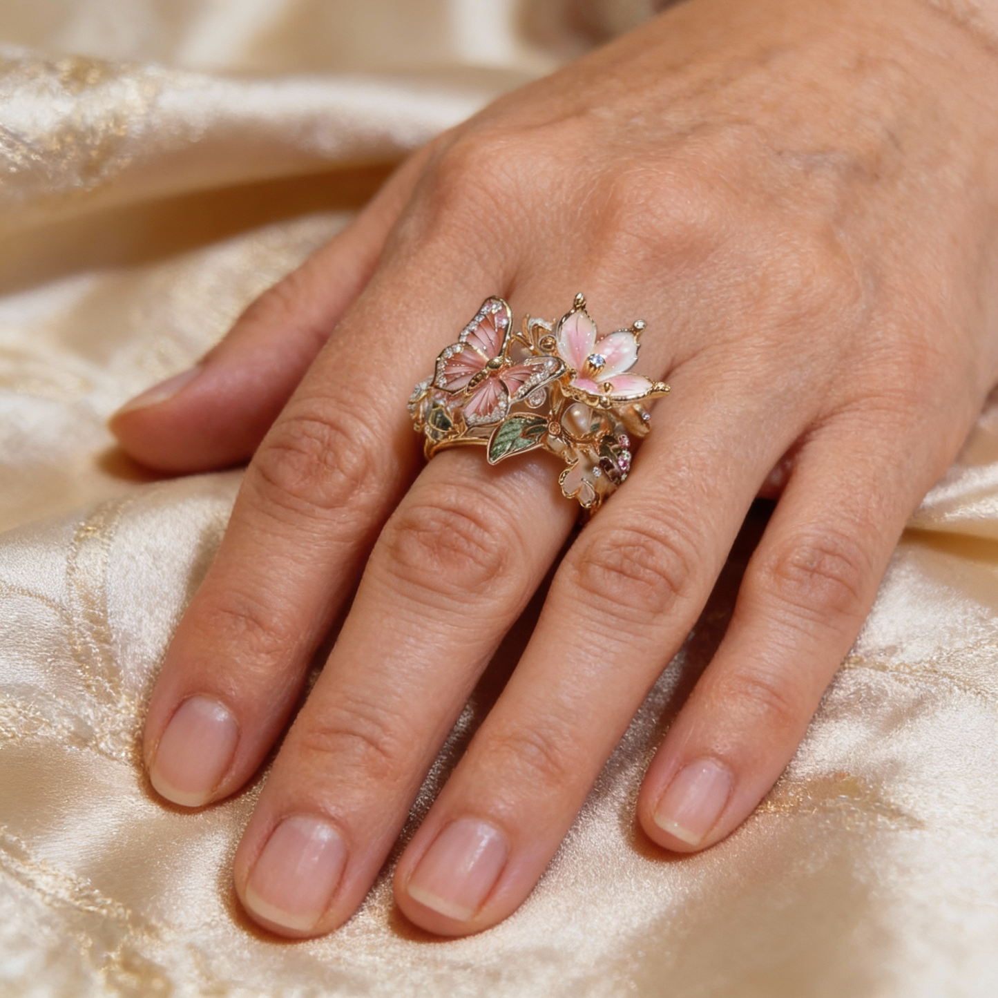 Anillo mariposa con circonitas