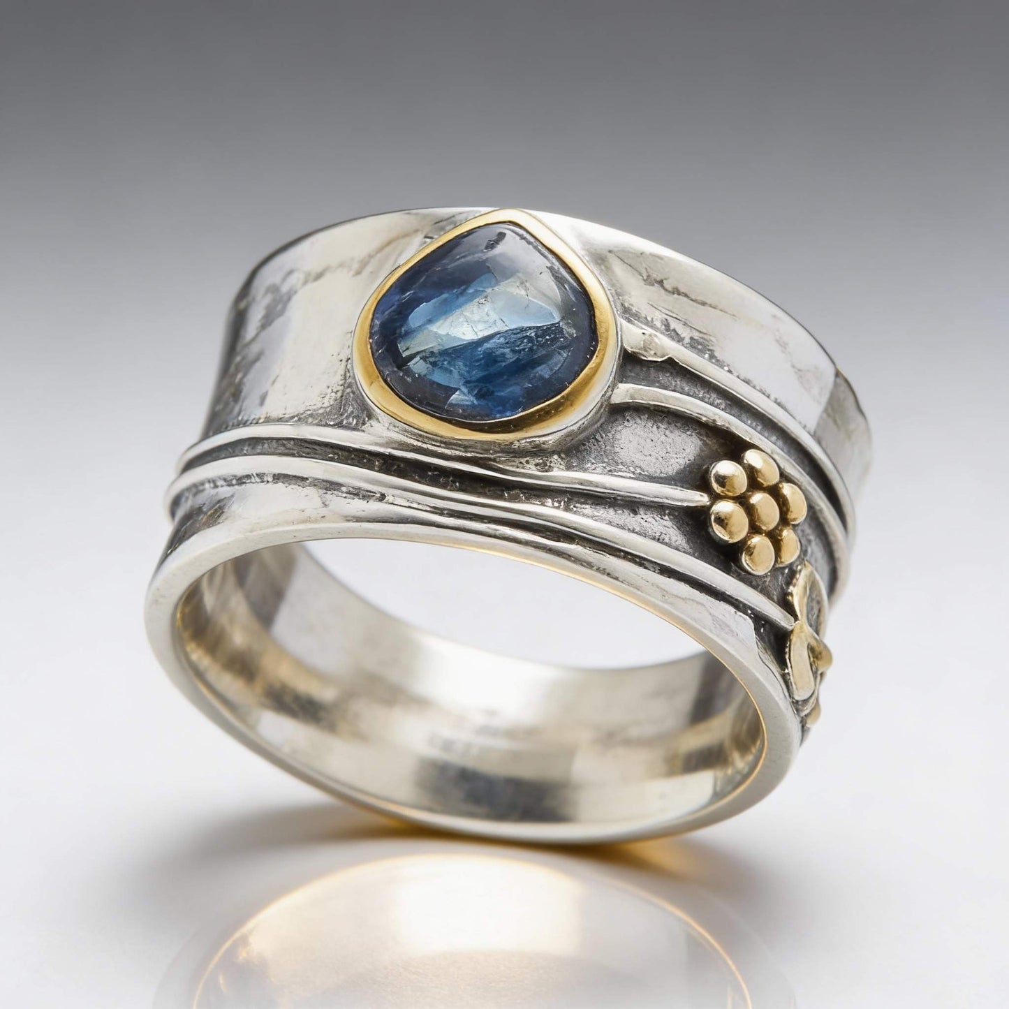 Anillo de meditación boho con piedra preciosa