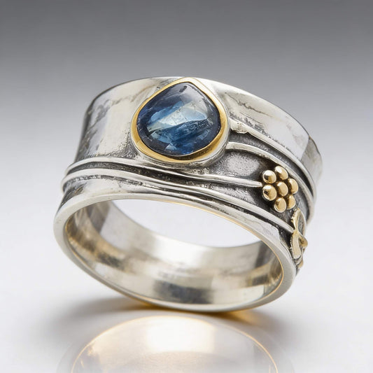 Anillo de meditación boho con piedra preciosa