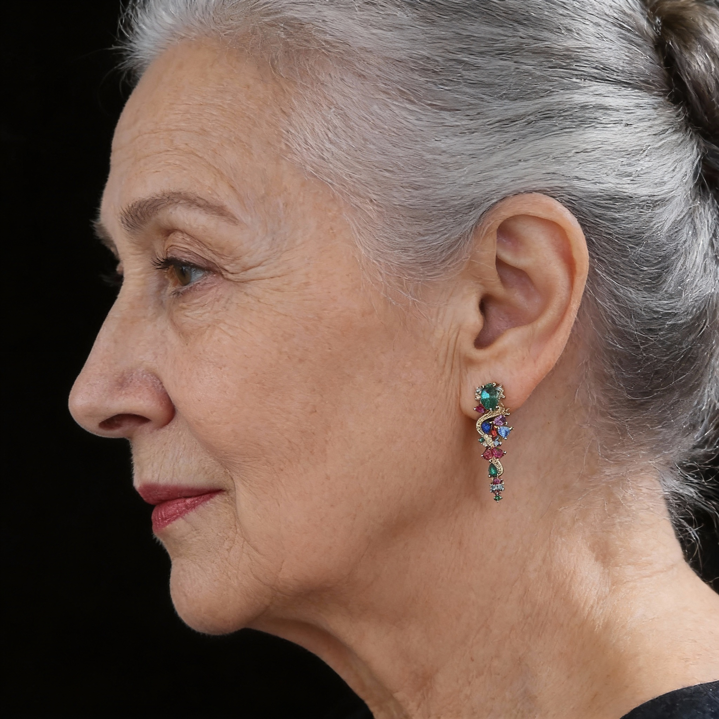 Pendientes brillantes con circonitas de colores para mujer
