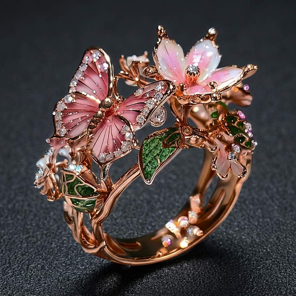 Anillo mariposa con circonitas