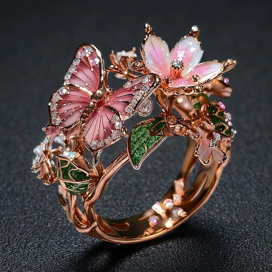 Anillo mariposa con circonitas