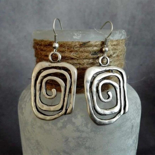 Pendientes espirales boho con acabado antiguo para mujer