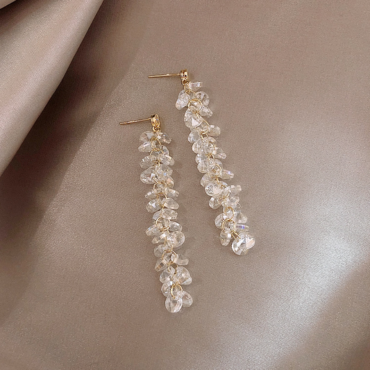 Pendientes de Cristal Brillante con Gotas Colgantes