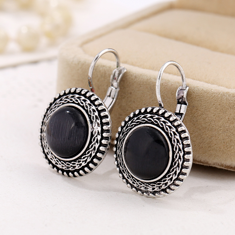 Pendientes boho con piedras ojo de gato estilo vintage